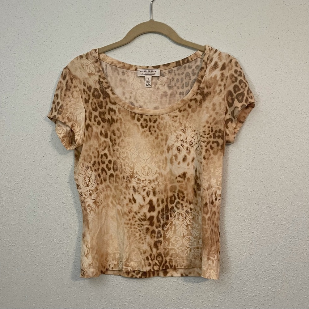 St John Sport Animal Print Short Sleeve Tee Shirt